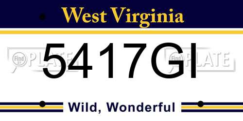 5417GI West Virginia License Plate