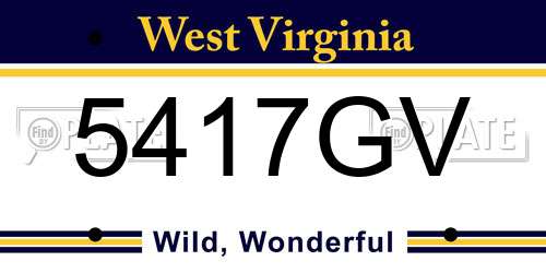 5417GV West Virginia License Plate