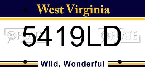 5419LD West Virginia License Plate