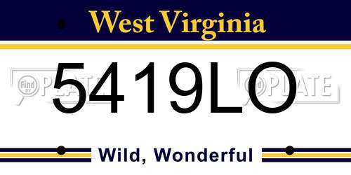 5419LO West Virginia License Plate