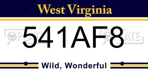 541AF8 West Virginia License Plate