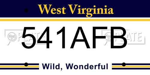541AFB West Virginia License Plate