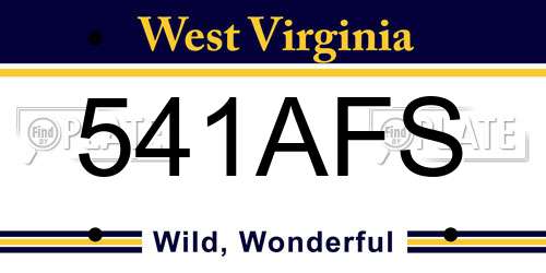 541AFS West Virginia License Plate