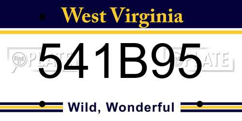 541B95 West Virginia License Plate