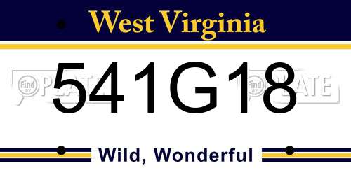 541G18 West Virginia License Plate
