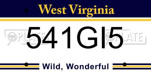 541GI5 West Virginia License Plate