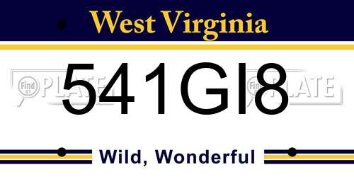 541GI8 West Virginia License Plate