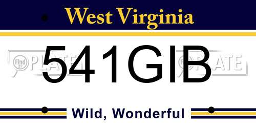 541GIB West Virginia License Plate