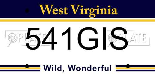 541GIS West Virginia License Plate
