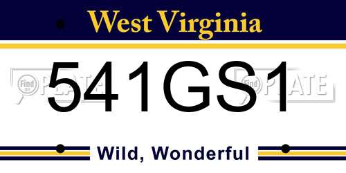 541GS1 West Virginia License Plate