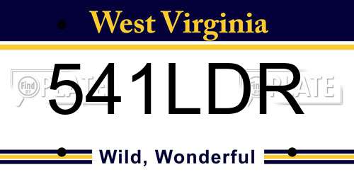 541LDR West Virginia License Plate