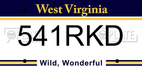 541RKD West Virginia License Plate