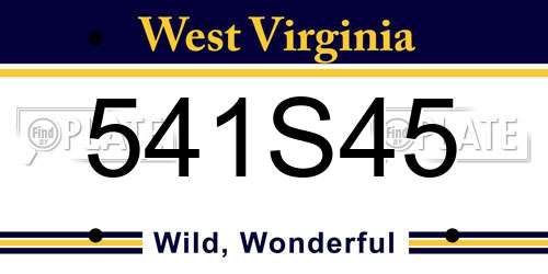 541S45 West Virginia License Plate