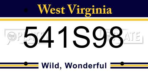 541S98 West Virginia License Plate