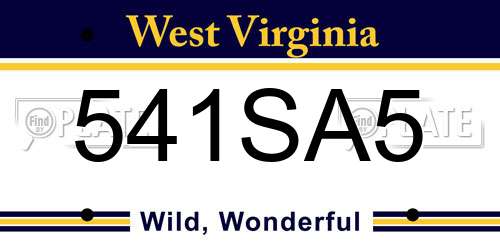 541SA5 West Virginia License Plate