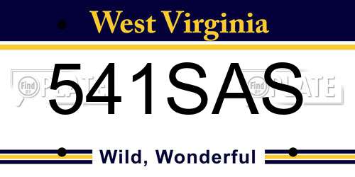 541SAS West Virginia License Plate