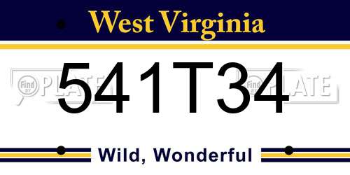 541T34 West Virginia License Plate