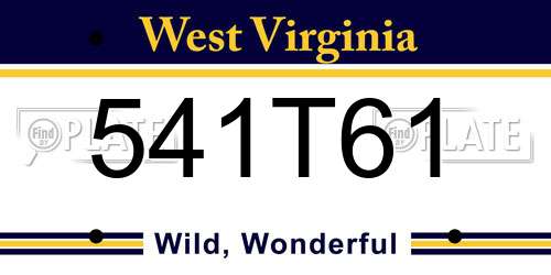 541T61 West Virginia License Plate