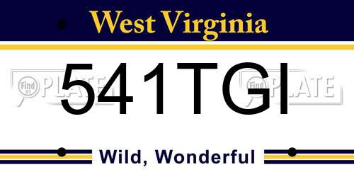 541TGI West Virginia License Plate