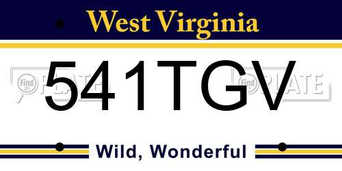 541TGV West Virginia License Plate