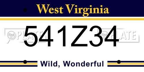 541Z34 West Virginia License Plate