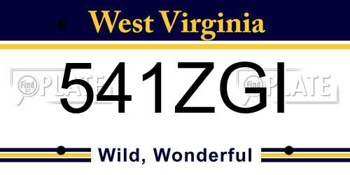 541ZGI West Virginia License Plate