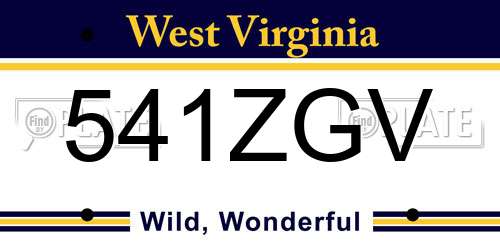541ZGV West Virginia License Plate