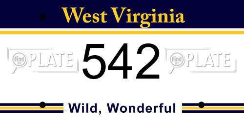 542 West Virginia License Plate