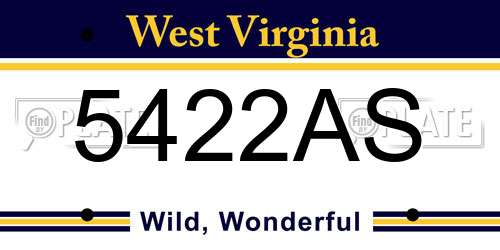5422AS West Virginia License Plate