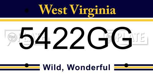 5422GG West Virginia License Plate