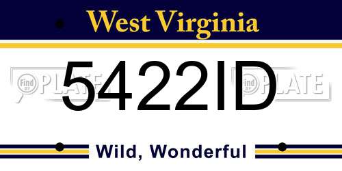 5422ID West Virginia License Plate