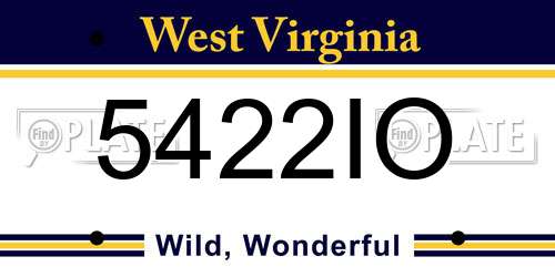 5422IO West Virginia License Plate