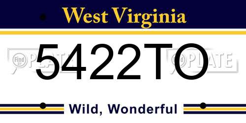 5422TO West Virginia License Plate
