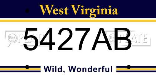 5427AB West Virginia License Plate