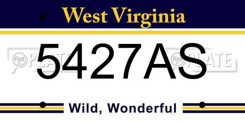 5427AS West Virginia License Plate