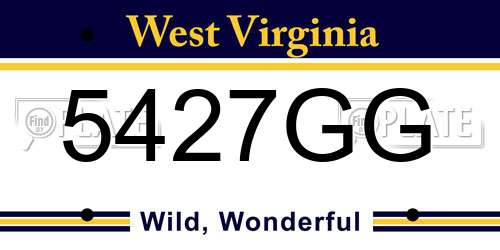 5427GG West Virginia License Plate