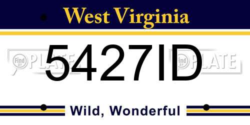 5427ID West Virginia License Plate