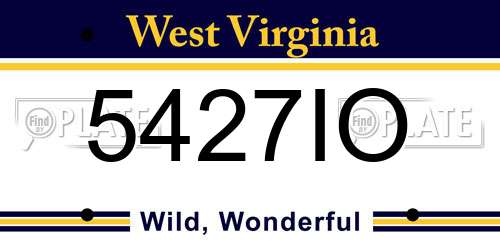 5427IO West Virginia License Plate