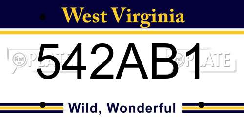 542AB1 West Virginia License Plate