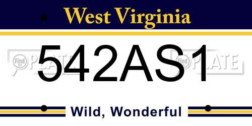 542AS1 West Virginia License Plate