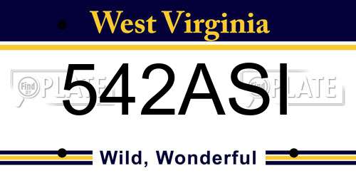542ASI West Virginia License Plate
