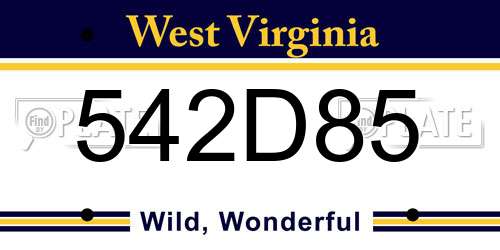 542D85 West Virginia License Plate