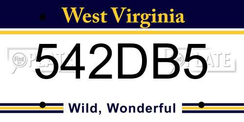 542DB5 West Virginia License Plate