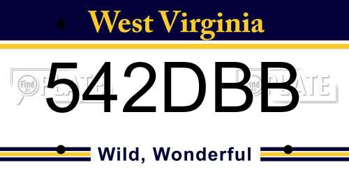 542DBB West Virginia License Plate