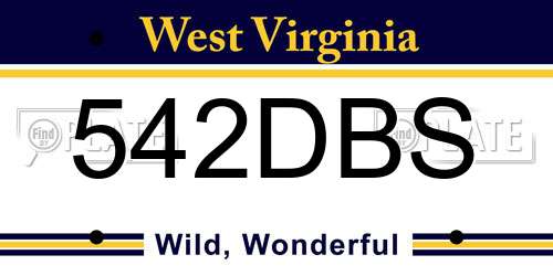 542DBS West Virginia License Plate