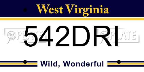 542DRI West Virginia License Plate