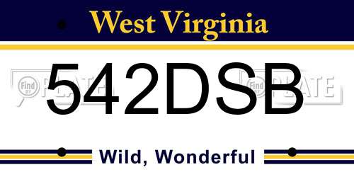 542DSB West Virginia License Plate