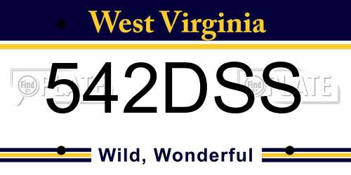 542DSS West Virginia License Plate