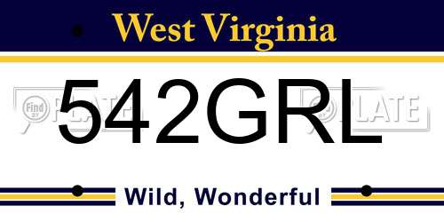 542GRL West Virginia License Plate