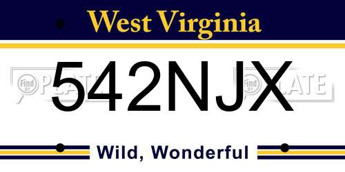 542NJX West Virginia License Plate